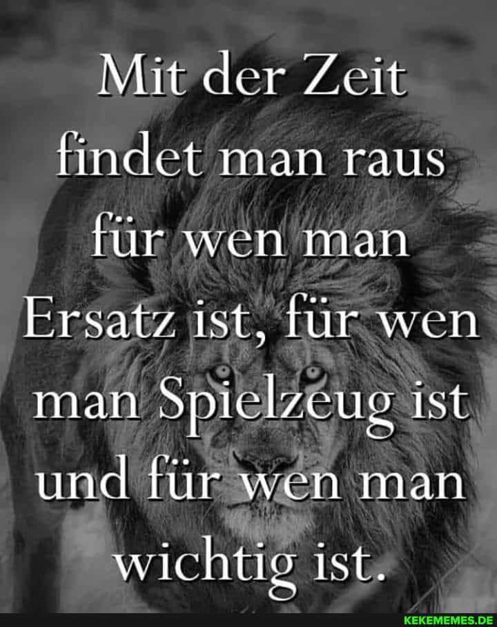 Mit der Zeit findet man raus man
Ersatz ist, für wen man Spielzeug ist und türsven man
wichtig ist,
