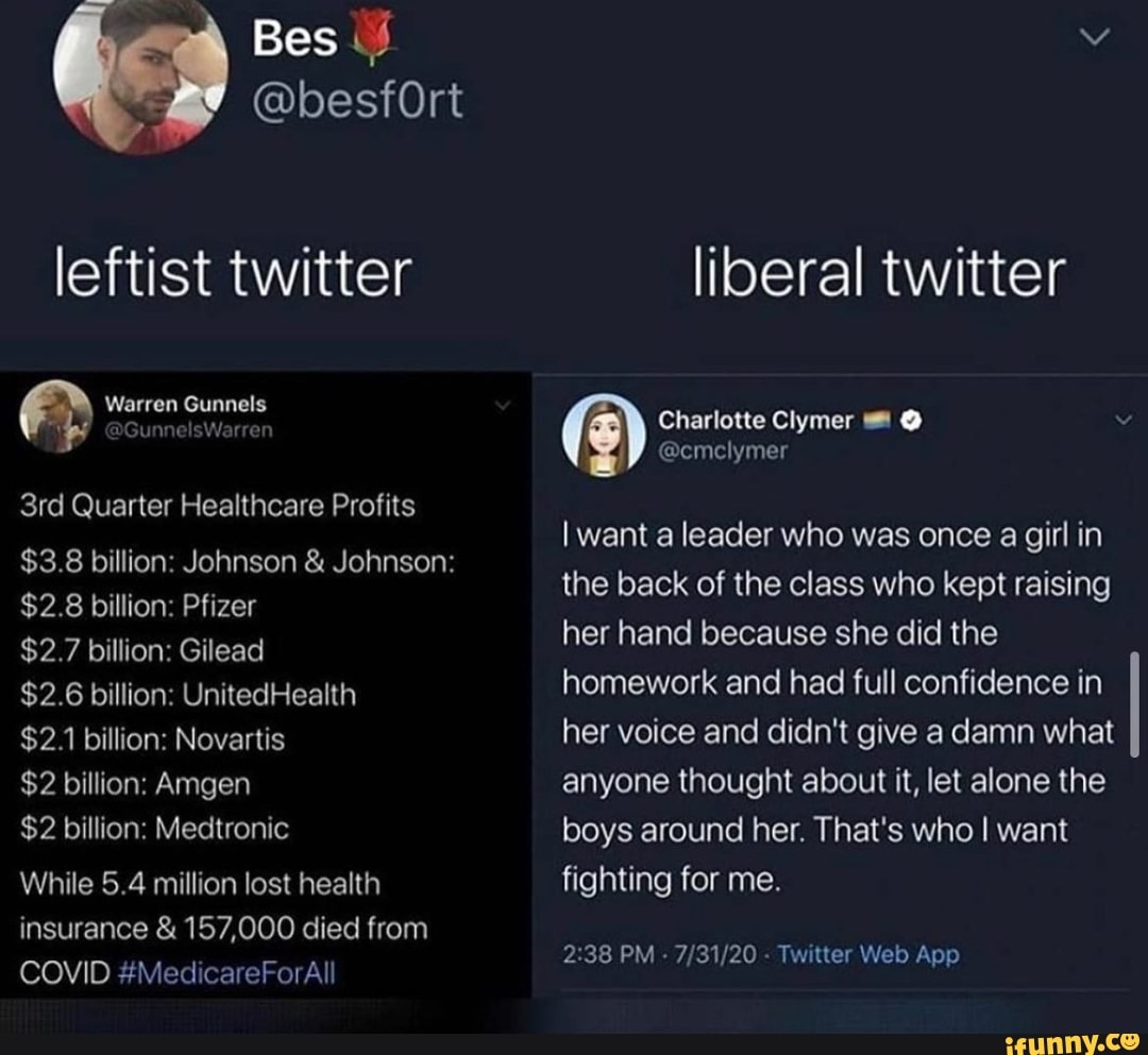 Bes Besfort Leftist Twitter Liberal Twitter Wi Gunnel Charlotte Clymer Cmclymer Quarter Healthcare Profits 3 8 Billion