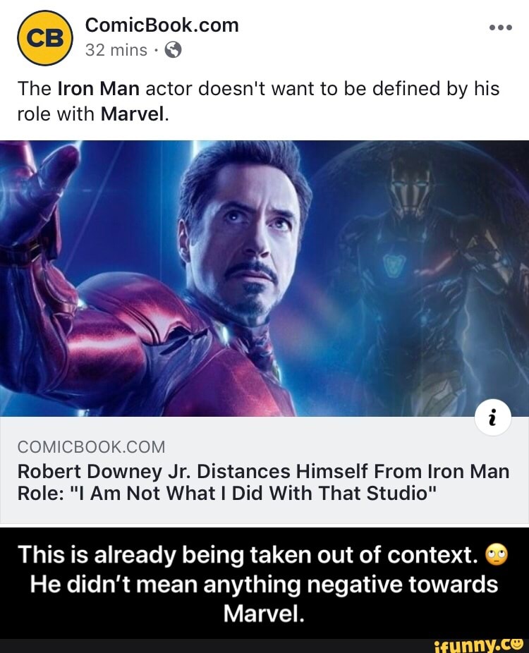 32 mms 6 The Iron Man actor doesn't want to be defined by his role with