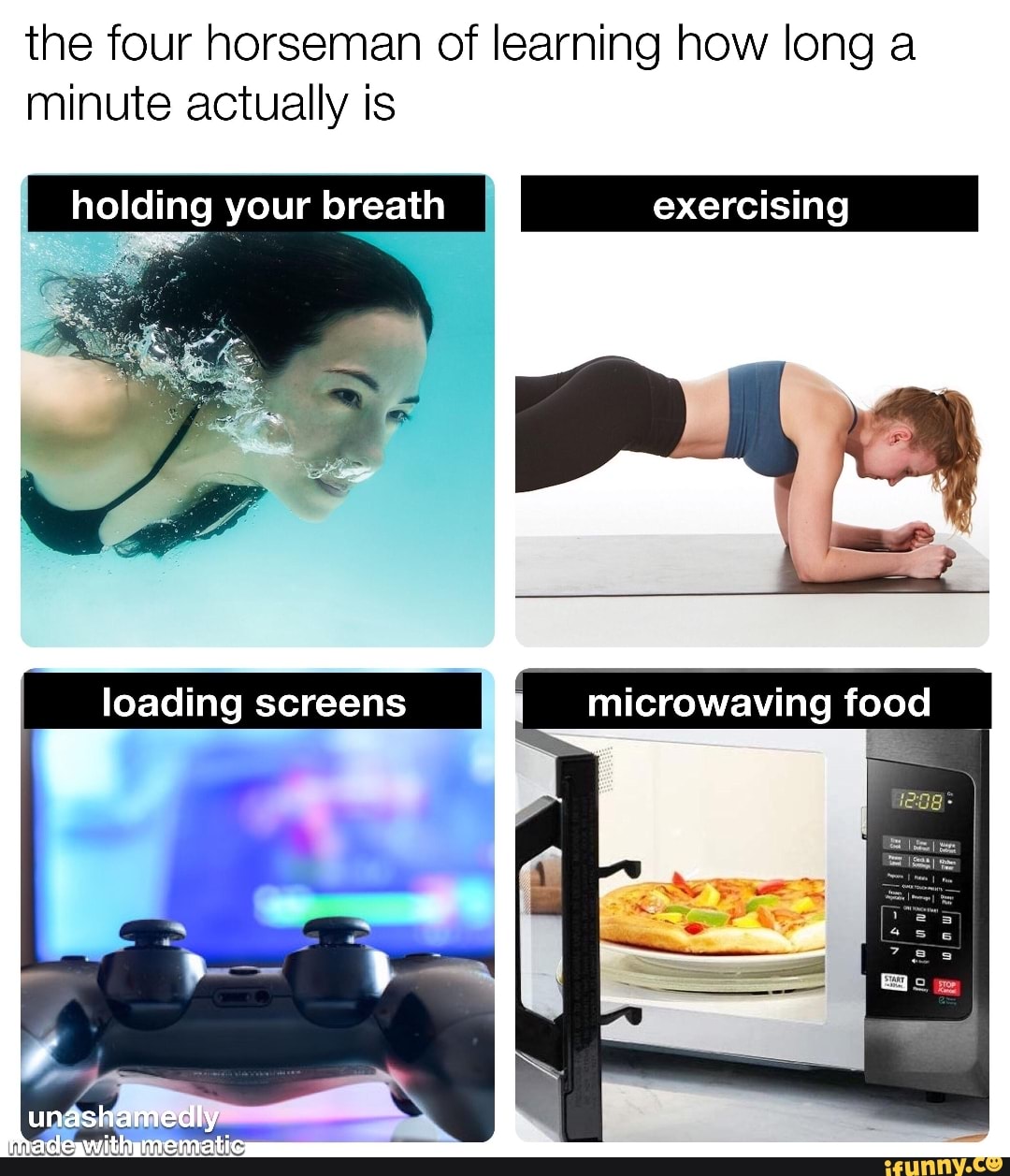 the four horseman of learning how long a
minute actually is
holding your breath