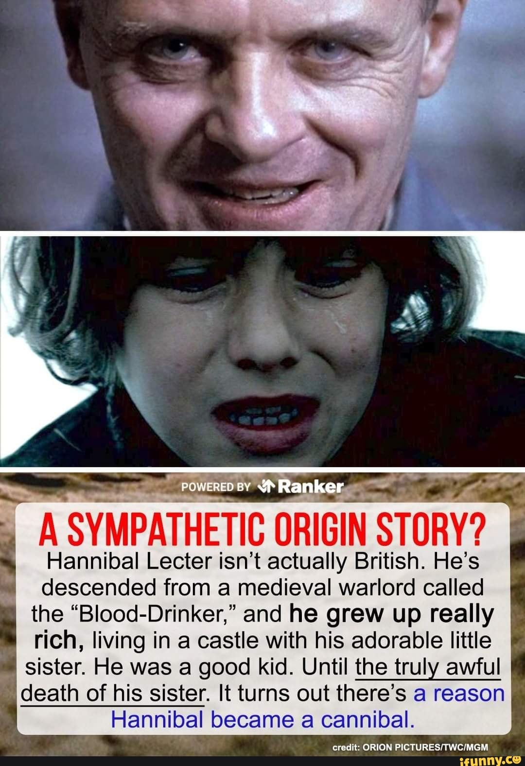 Ranker A SYMPATHETIC ORIGIN STORY? Hannibal Lecter isn't actually ...