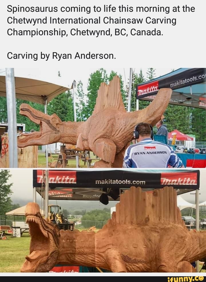 Spinosaurus coming to life this morning at the Chetwynd International