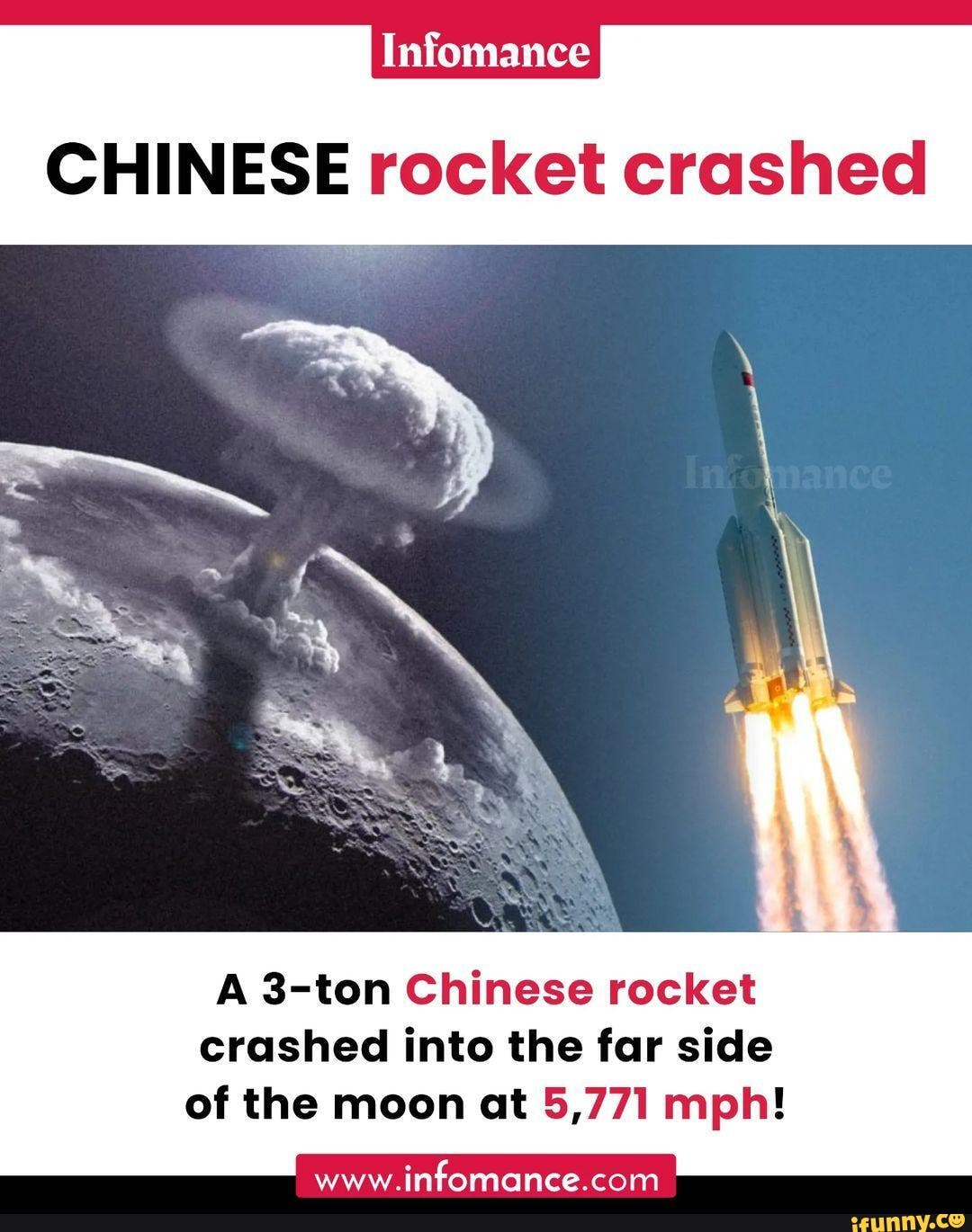 Infomance CHINESE rocket crashed A 3ton Chinese rocket crashed into