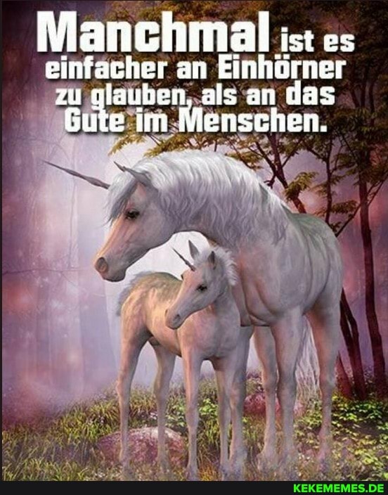 Manchmal ist es einfacher an Einhörner
zu glauben, als an das öute im Menschen.