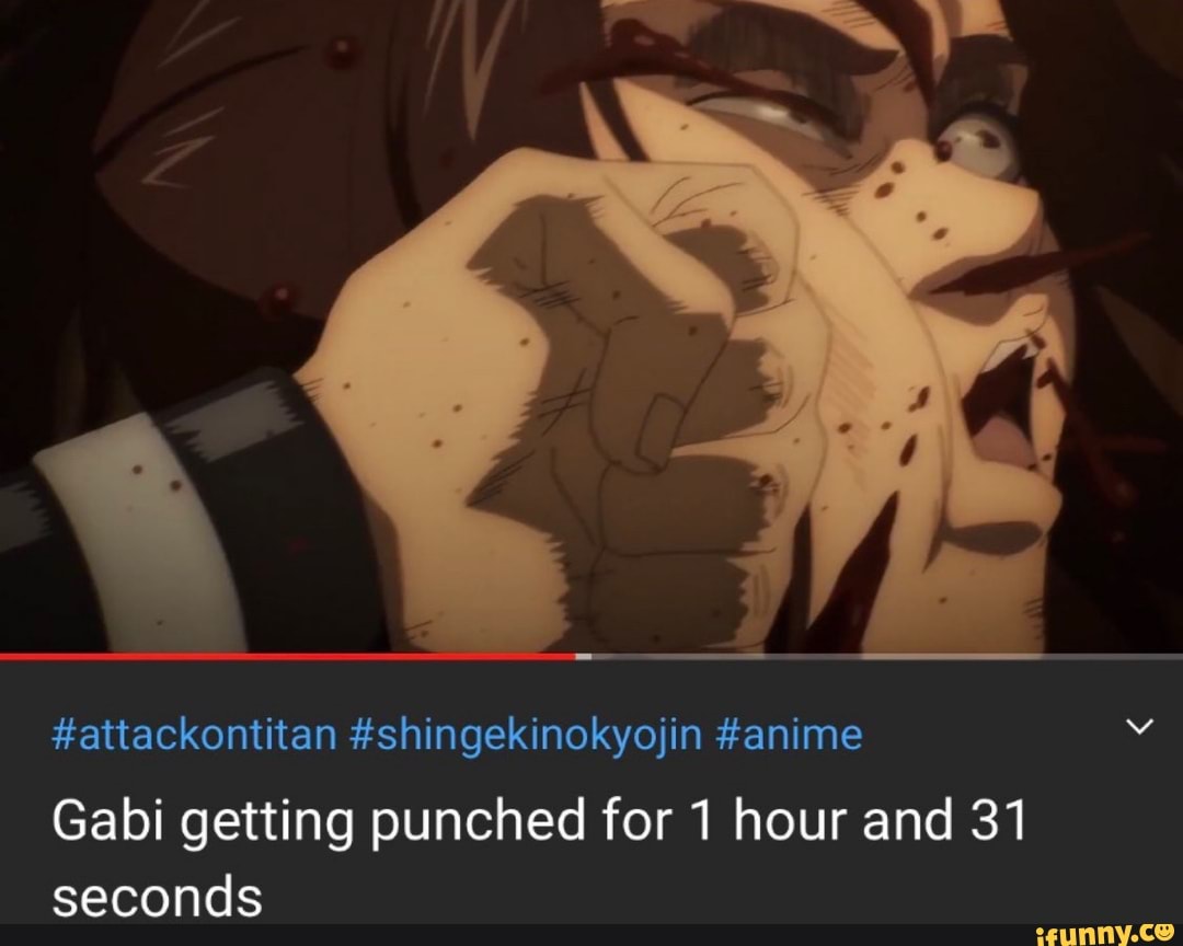 #attackontitan #shingekinokyojin anime
Gabi getting punched for hour and 31 seconds