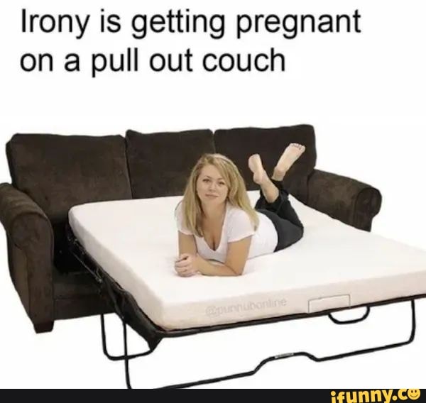 Irony is getting pregnant on a pull out couch iFunny