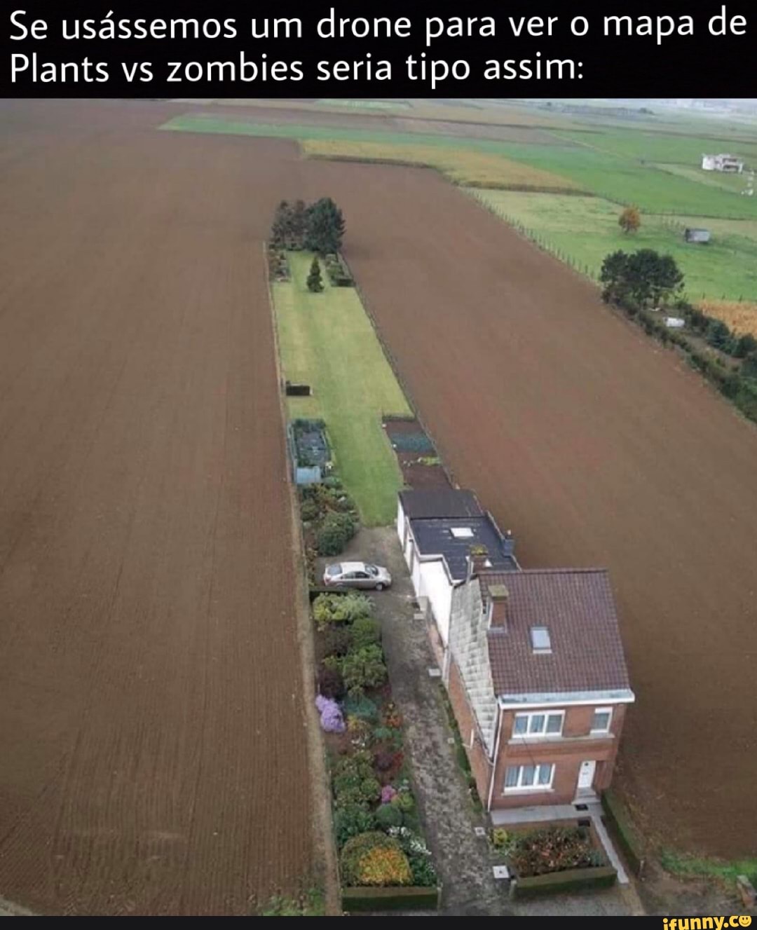 Se usássemos um drone para vero mapa de
Plants vs zombies seria tipo assim: