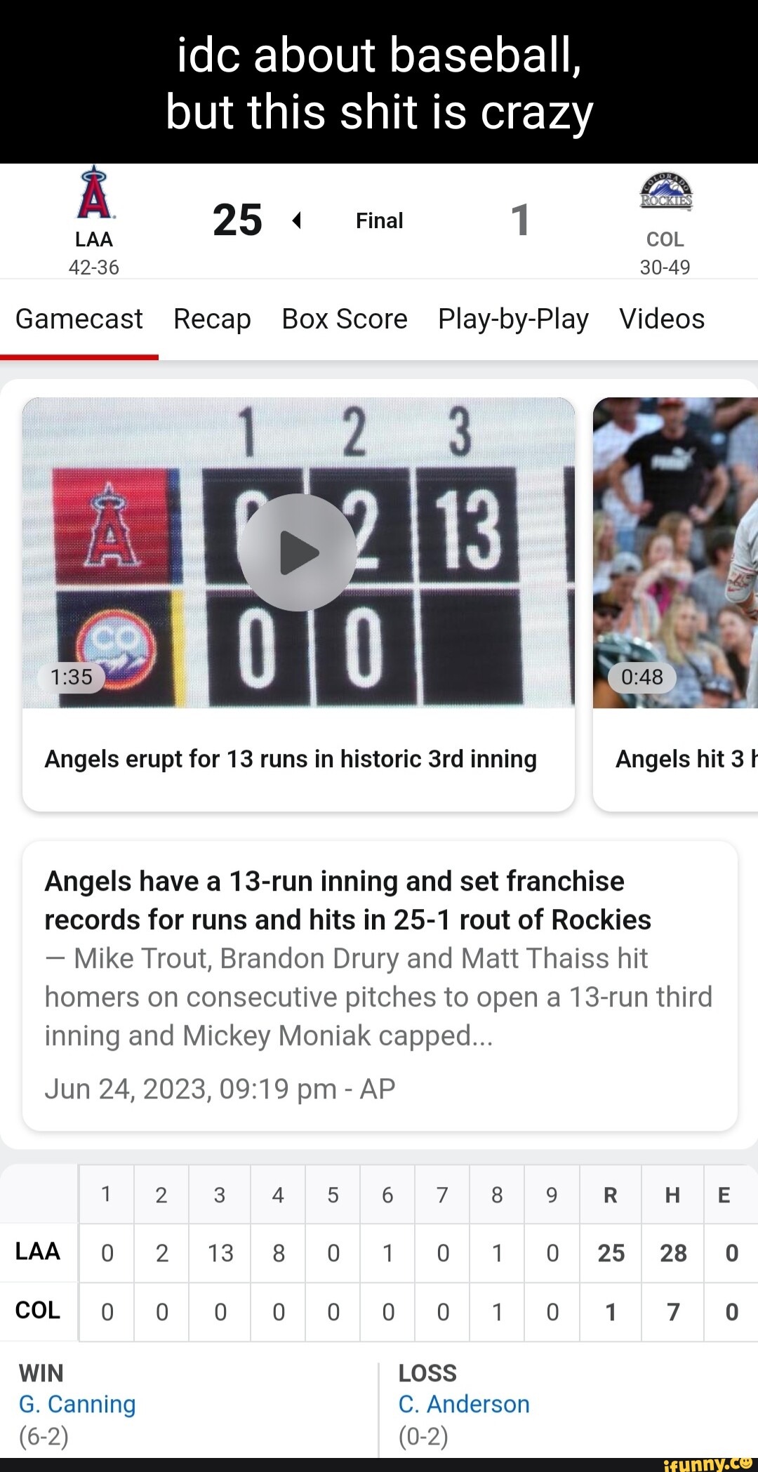 Angels destroy Rockies, set team records in 25-1 win