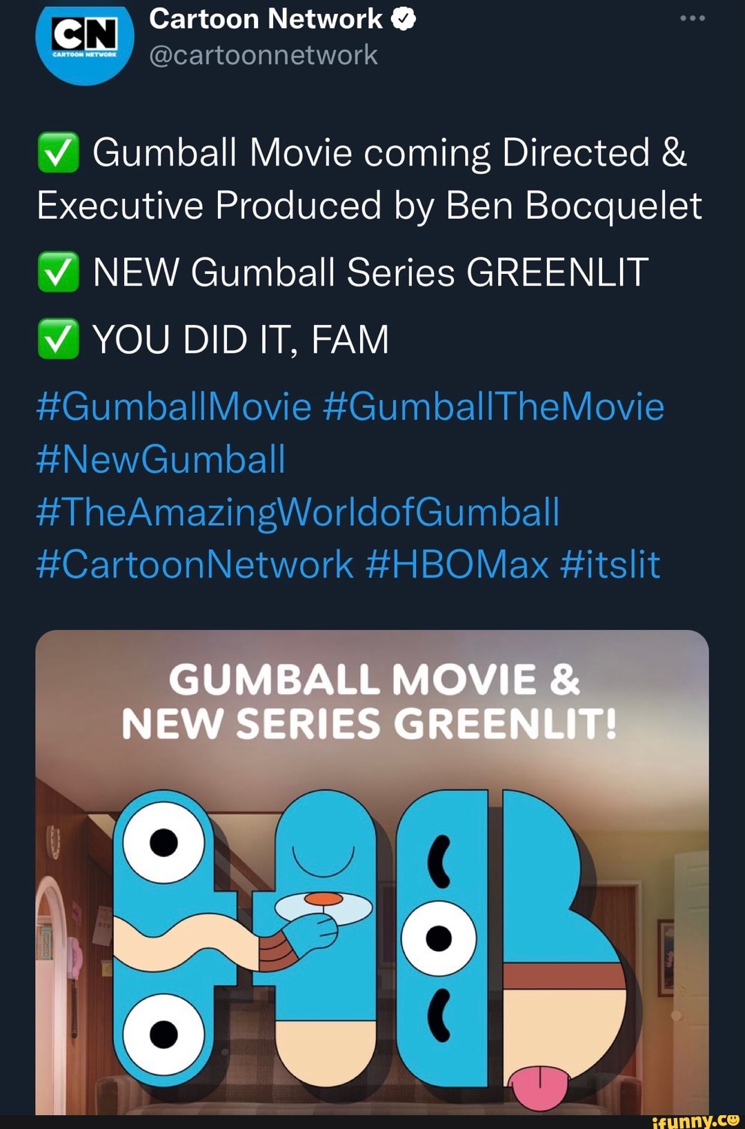 Cartoon Network Gumball Movie coming Directed