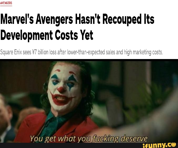 AVENGERS Marvel's Avengers Hasn't Recouped Its Development Costs Yet