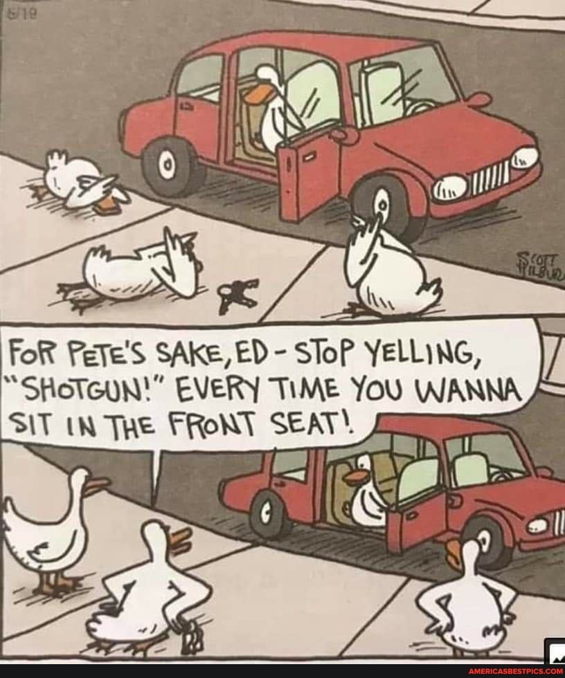 FoR Pete's SAKe, ED - SToP YELLING,
"SHOTGUN'" EVERY TIME YOU WANNA SIT IN THE FRONT SEAT.