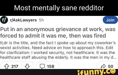 Most mentally sane redditor Join Put in an anonymous grievance at work, was forced to admit it was me, then was fired thdr is the title, and the fact I spoke up about my coworker's sexist activities. Edit for clarification: I worked security, not healthcare. Edit jenna haze free porn for rebel lynn porn clarification pearl necklace porn gif: I worked www.hot sex porn tube security bondage porn comic, not classic porn tubes healthcare amazon porn stars. It was the men in my d Hj27 & 50