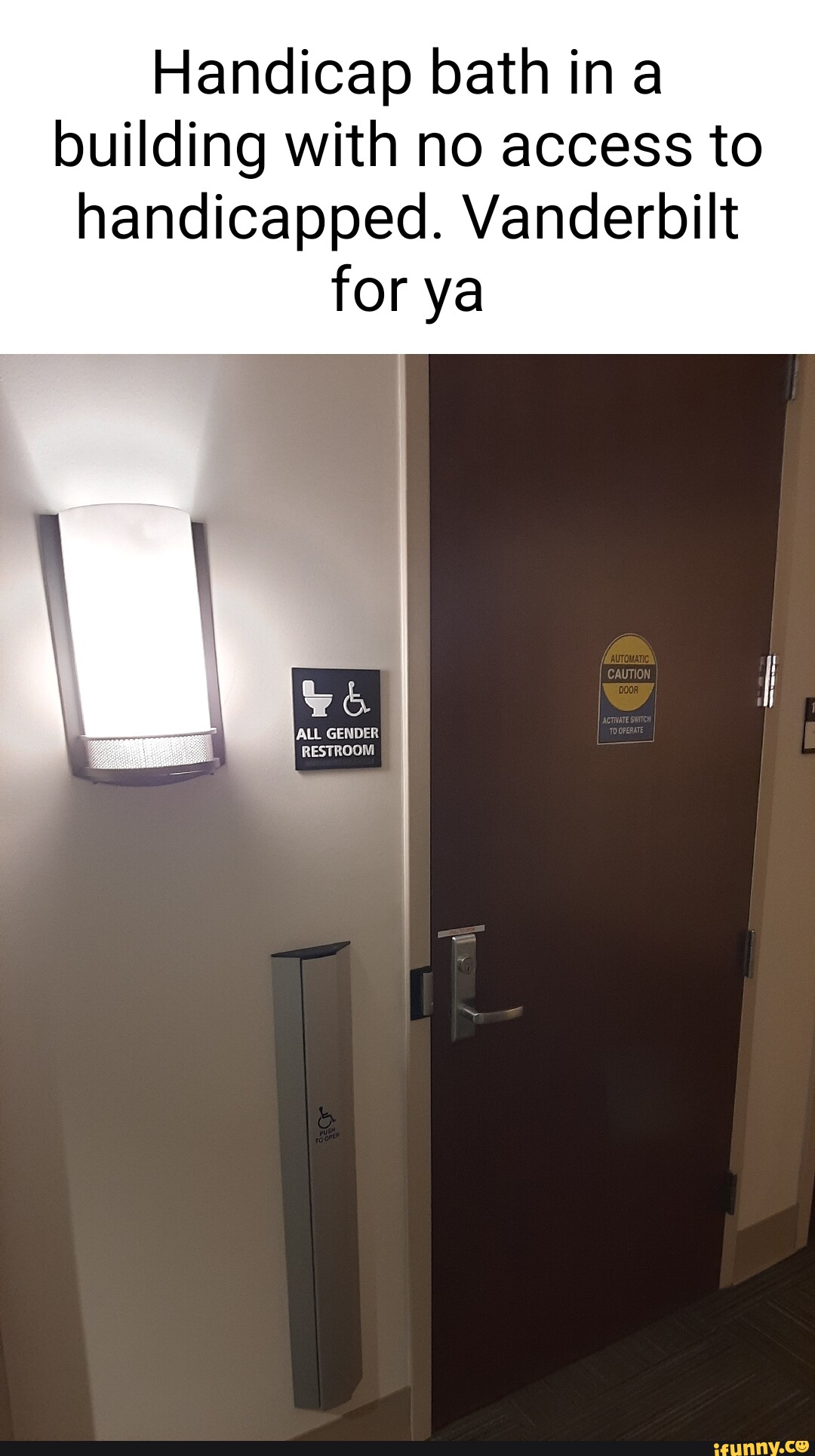 Handicap bath in a building with no access to handicapped. Vanderbilt