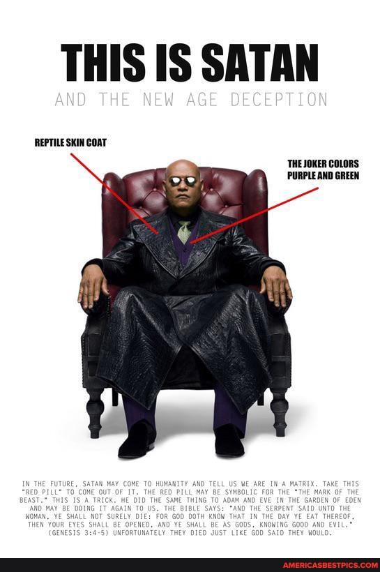 THIS IS SATAN
AND THE NEW AGE DECEPTION
REPTILE SKIN COAT THE JOKER COLORS PURPLE AND GREEN