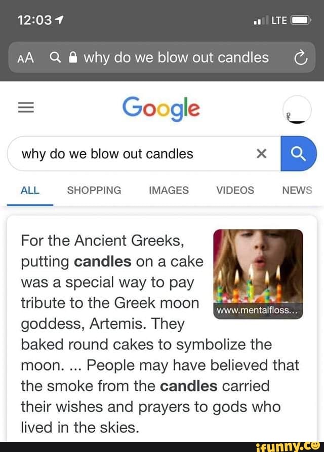 Why do we blow out candles x For the Ancient Greeks, putting candles on