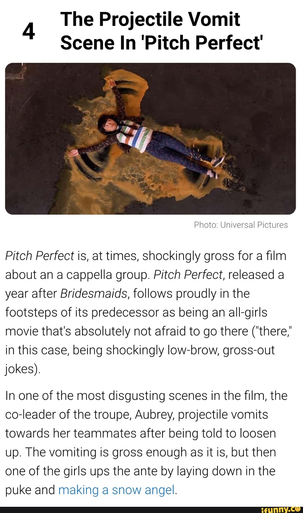 The Projectile Vomit Scene In 'Pitch Perfect' Photo Universal Pictures