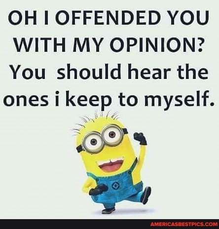 OH OFFENDED YOU WITH MY OPINION?
You should hear the ones i keep to I myself.