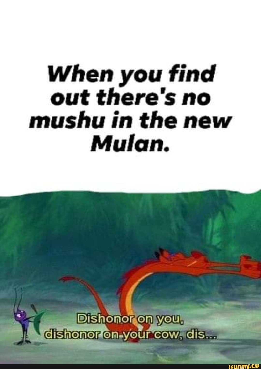 When you find out there &apos;s no mushu in the new Mulan. 