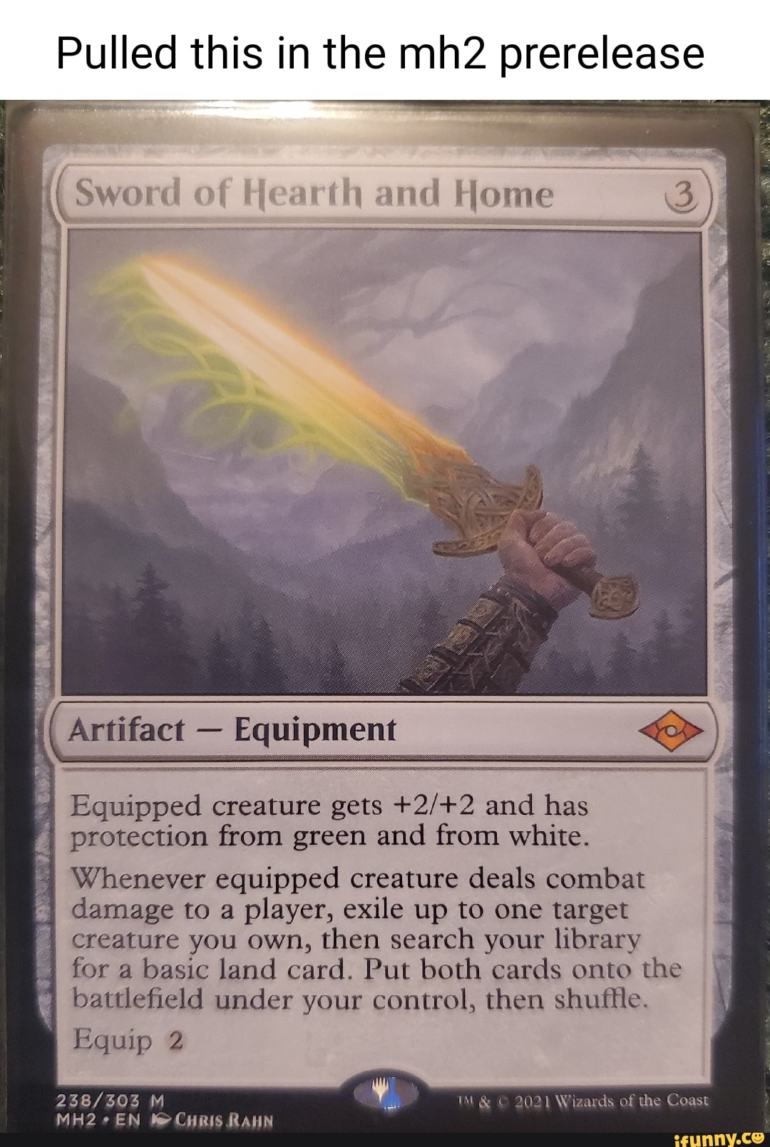 Pulled this in the prerelease Home Artifact Equipment Equipped creature ...