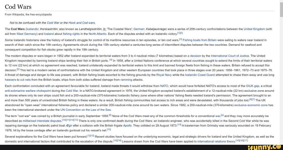 Cod Wars From Wikipedia, the free encyclopedia Not to be confused with ...
