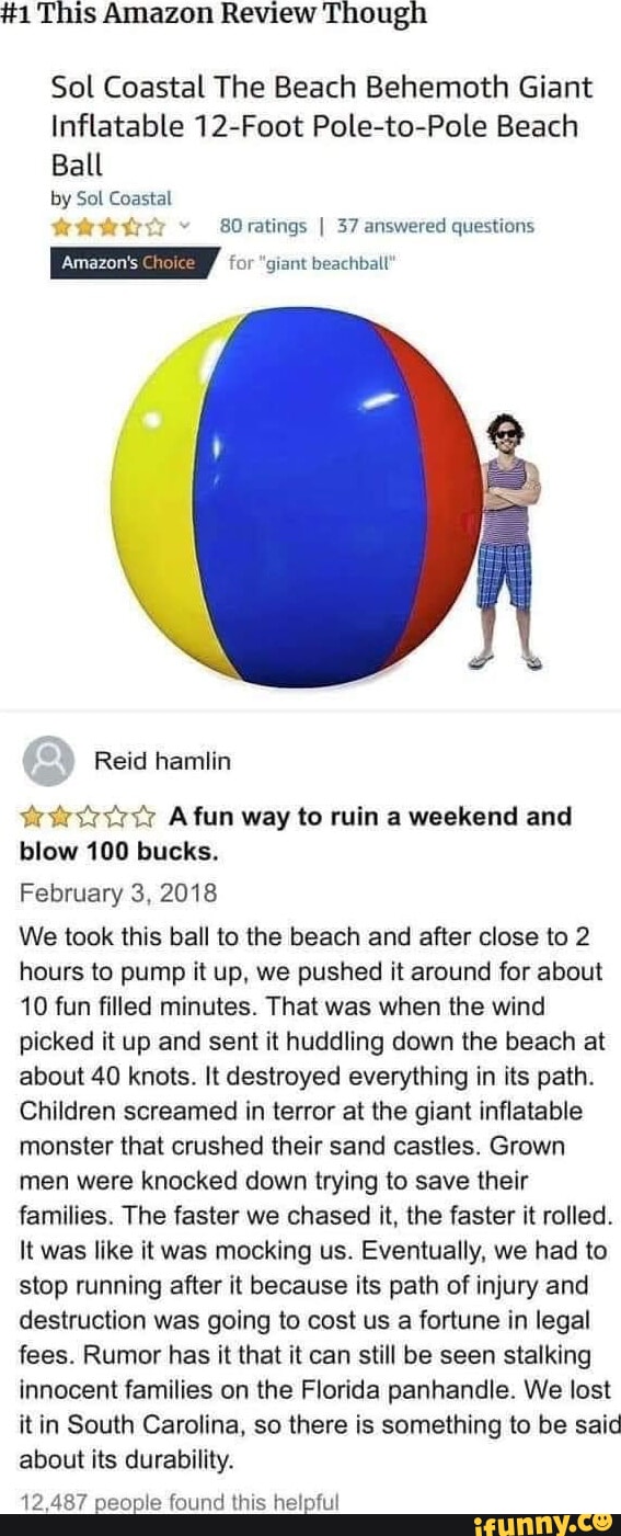 Lost Inflatable #1 This Amazon Review Though Sol Coastal The Beach Behemoth Giant ...