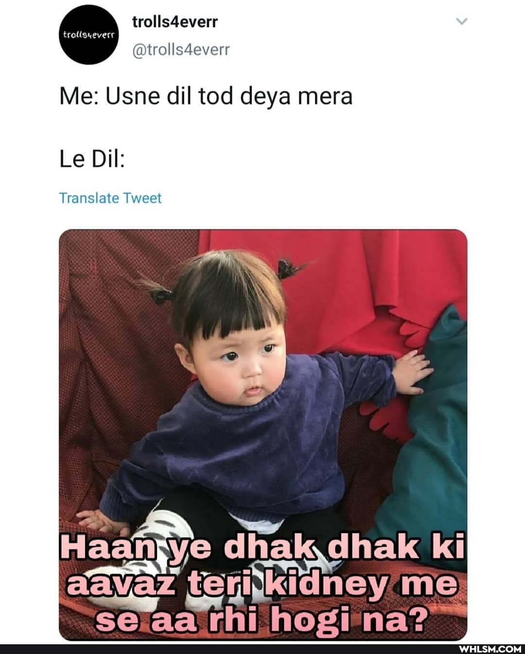 Me: Usne dil tod deya mera
Le Dil:
Translate Tweet