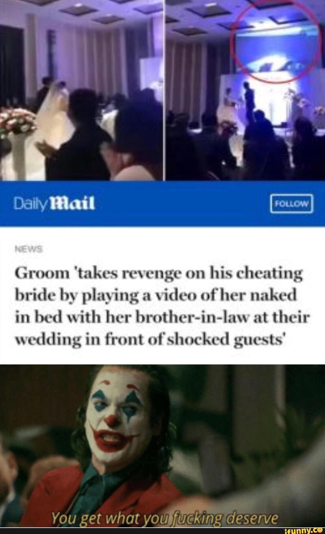 Groom takes revenge on his cheating