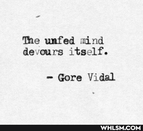 The unfed mind devours itself.
Gore Vidal