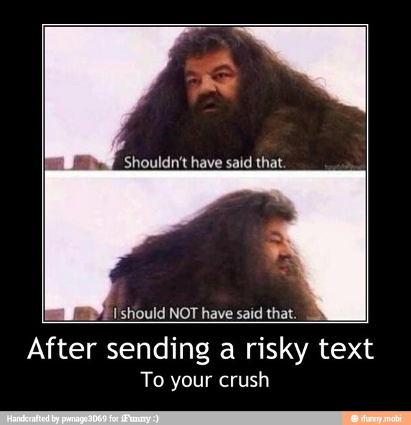 Shouldn't have said that
E
I should NOT have said that. 3
After sending a risky text
To your crush - After sending a risky text
To your crush