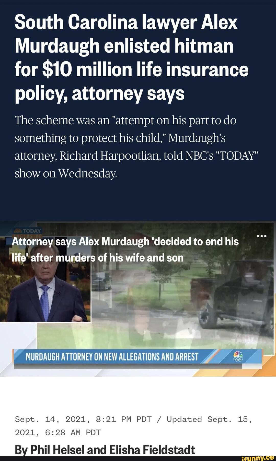 South Carolina lawyer Alex Murdaugh enlisted hitman for 10 million