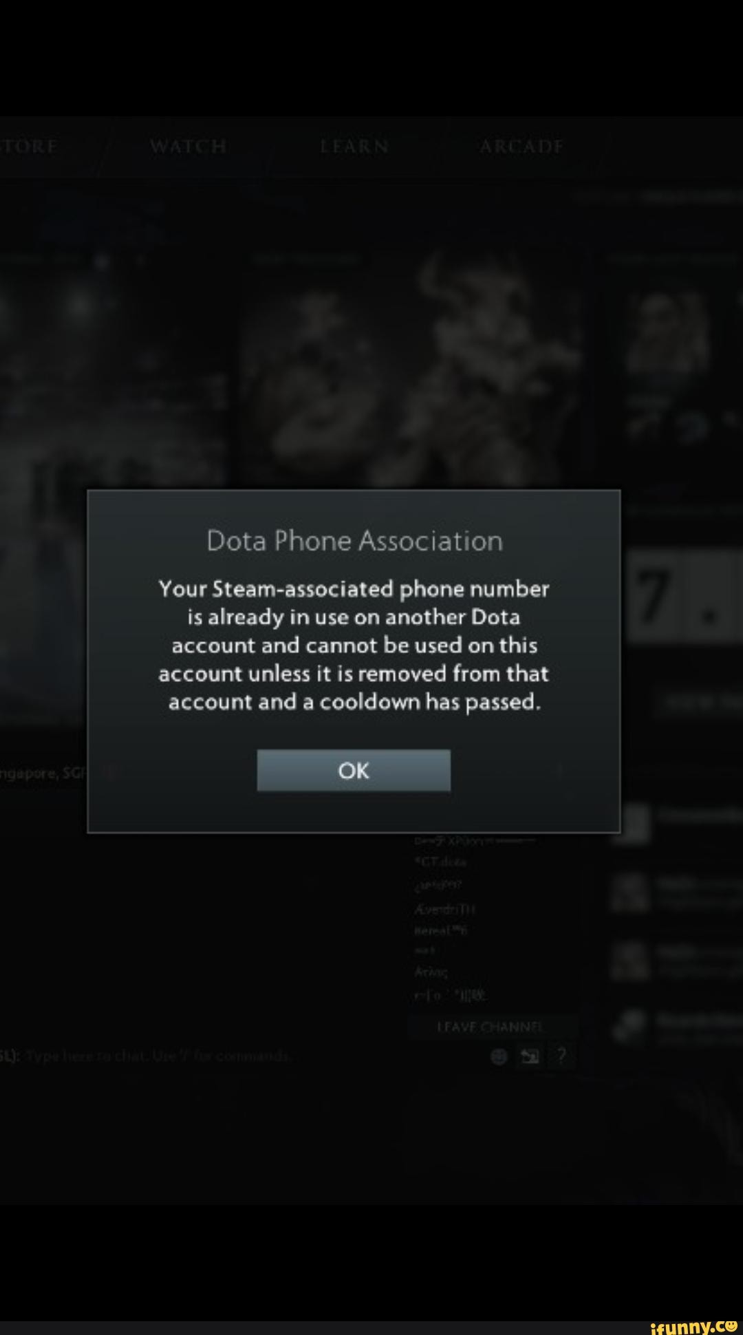 Dota Phone Association Your Steam-associated phone number is already in use on another Dota ...