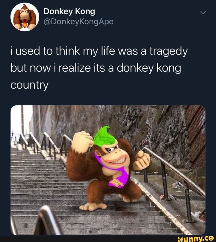 \ Donkey Kong @DonkeyKongApe i used to think my life was a tragedy but ...