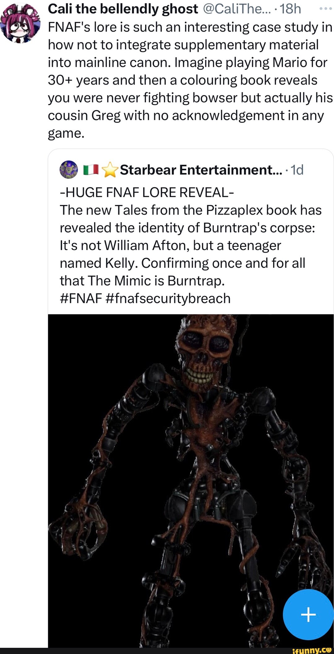 Cali the bellendly ghost @CaliThe...- FNAF's lore is such an ...