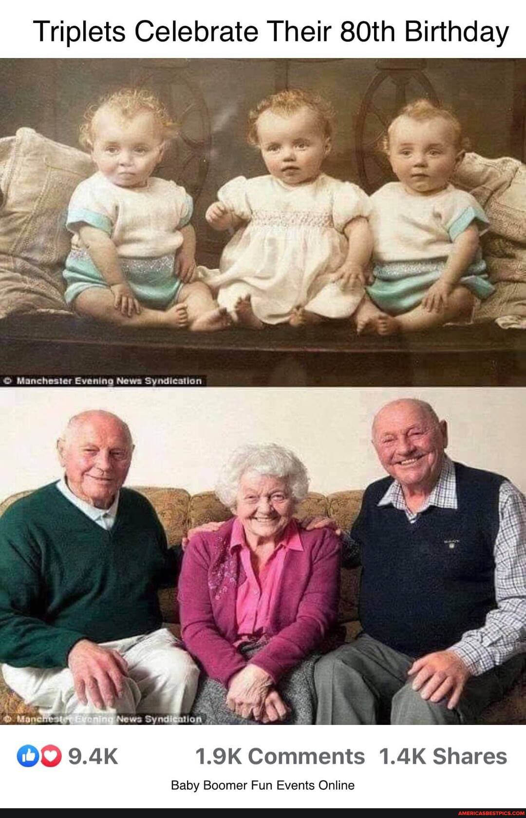 Triplets Celebrate Their 80th Birthday
Manchester Evening News Syndication
1.9K Comments 1.4K Shares
Baby Boomer Fun Events Online