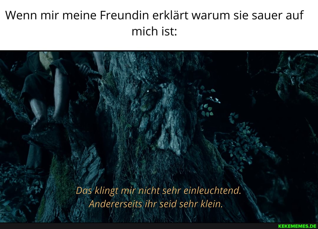 Wenn mir meine Freundin erklärt warum sie sauer auf
mich ist:
Das klingt mir nicht sehr einleuchtend.
Andererseits. ihr seid sehr klein.