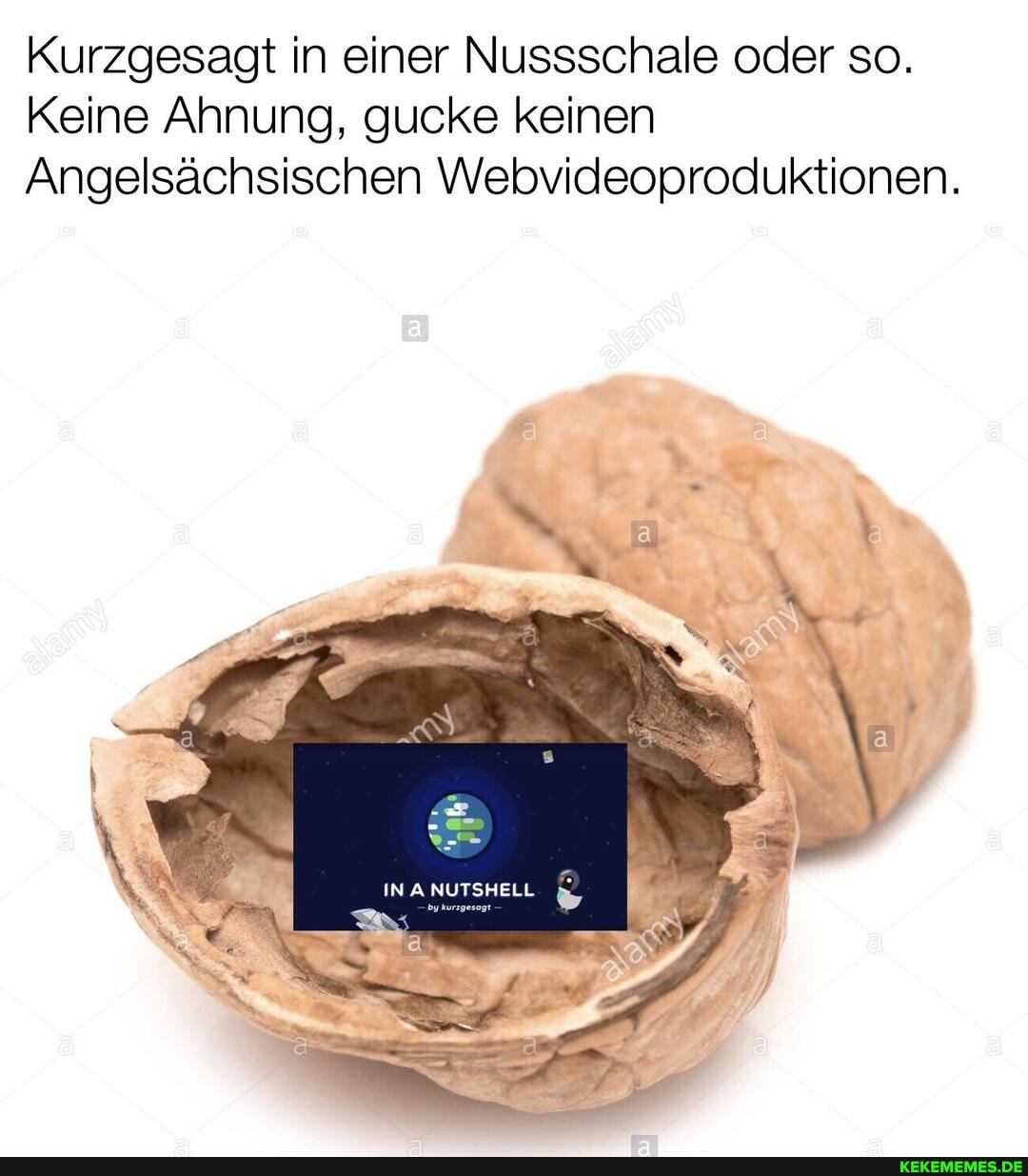 Kurzgesagt in einer Nussschale oder so.
Keine Ahnung, gucke keinen
Angelsächsischen Webvideoproduktionen.
IN A NUTSHELL