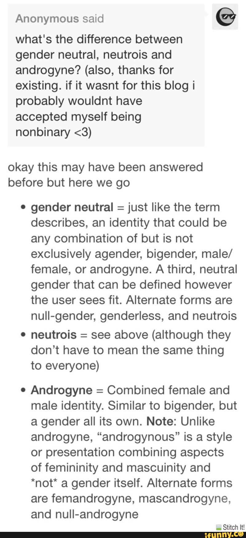 Anonymous © what's the difference between gender neutral, neutrois and ...