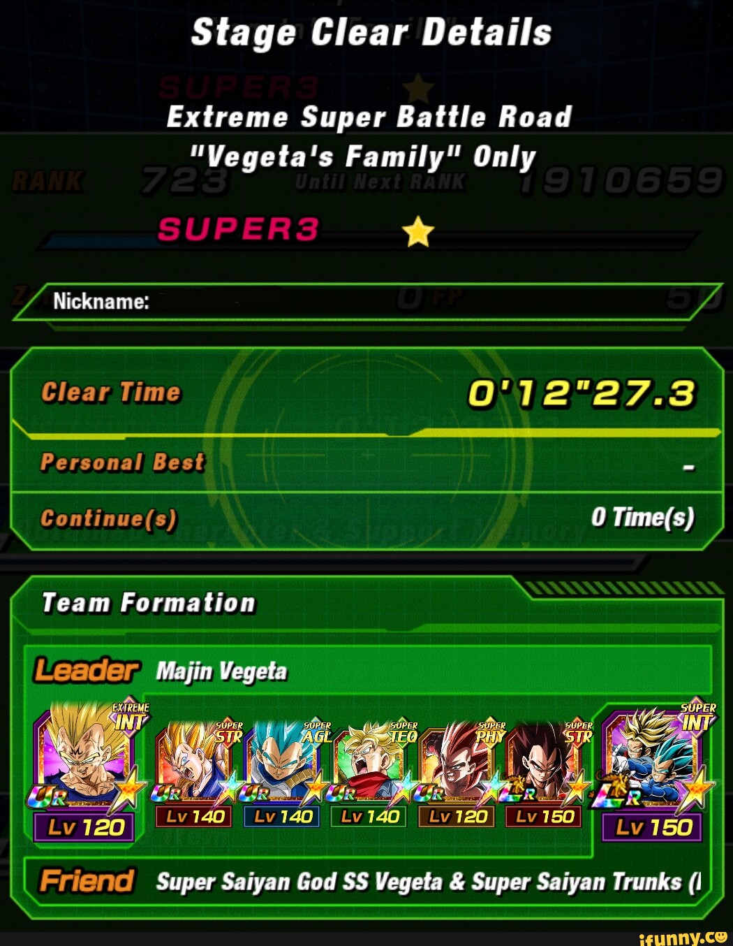 Stage Clear Details Extreme Super Battle Road