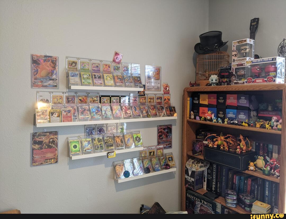 It's also where I have a bunch of my collectibles. When I'm not wfh, I use  the desk for art and pokemon card sorting. - iFunny