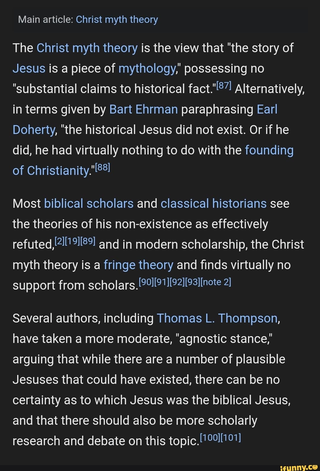 Main Article: Christ Myth Theory The Christ Myth Theory Is The View ...