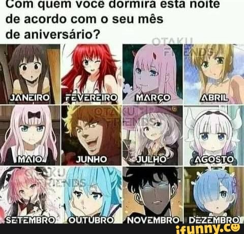 tom quem VOCÊ dormira esta noite de acordo com o seu mês de aniversário?