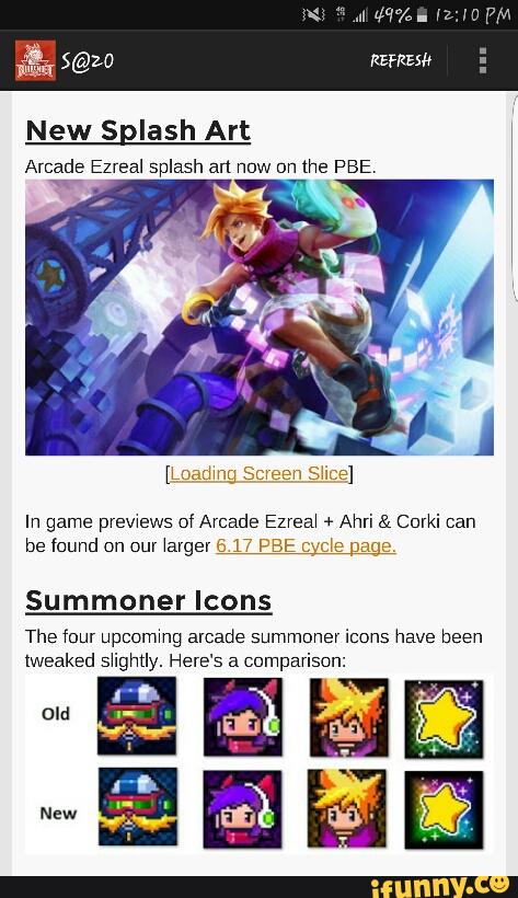 Arcade Ezreal Splash Art Now On The Pbe Luadmg Swen Same In Game Prewews Of Arcade