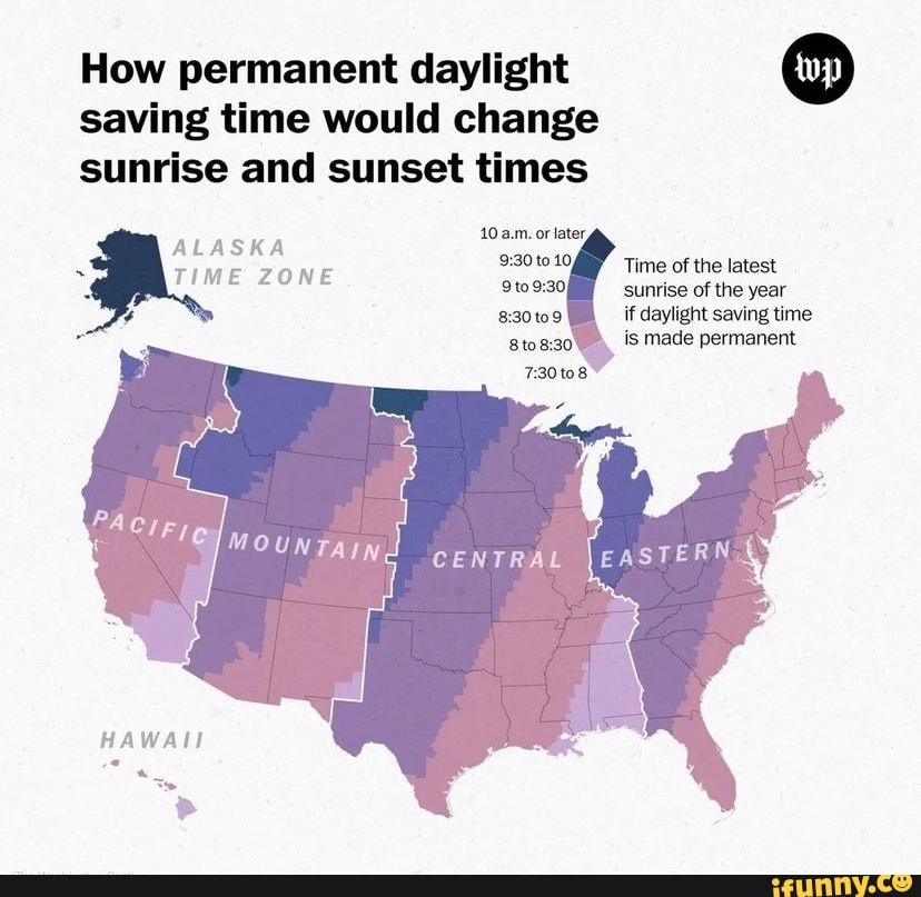 How permanent daylight saving time would change sunrise and sunset