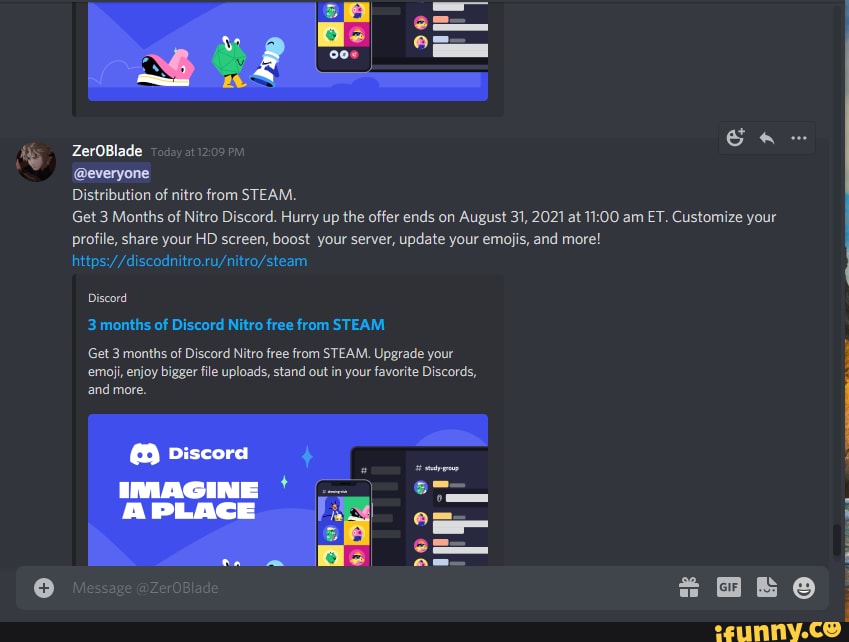 Zeroblade Everyone Distribution Of Nitro From Steam Get 3 Months Of Nitro Discord Hurry Up The