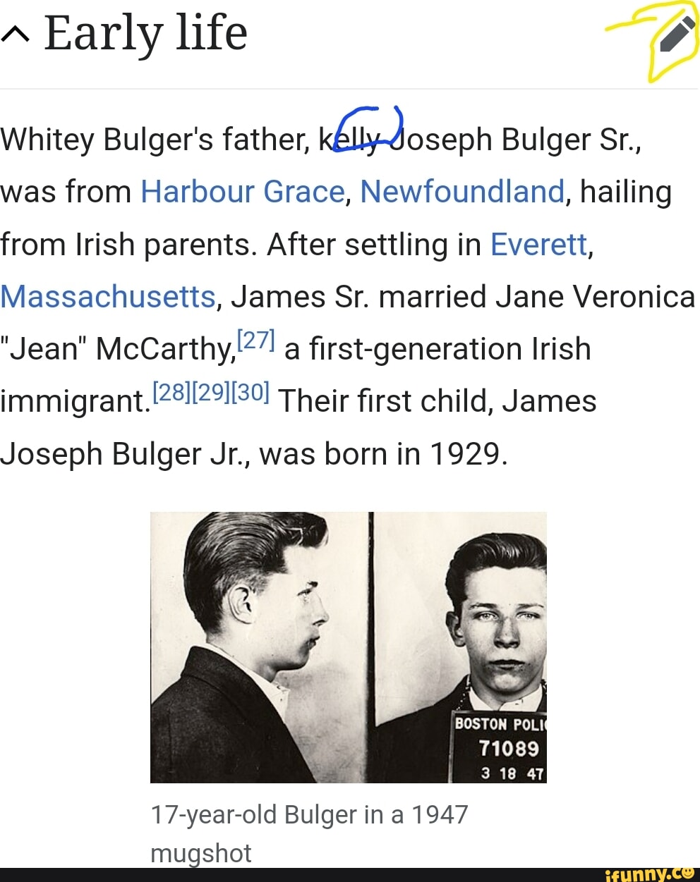 Early life Whitey Bulger's father, Joseph Bulger Sr., was from Harbour ...