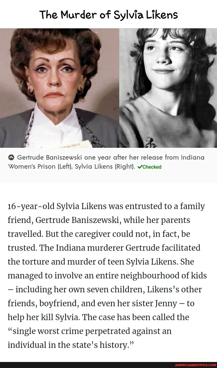 The Murder of Sylvia Likens Gertrude Baniszewski one year after her