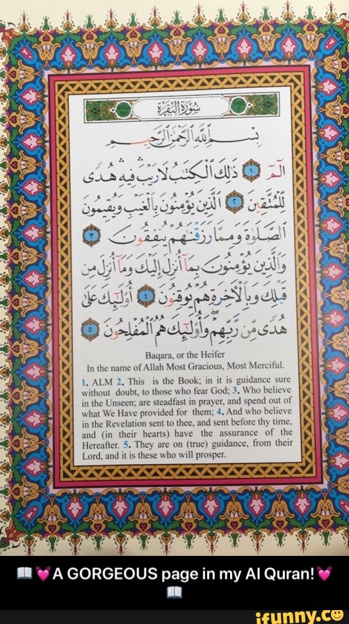 Bees tee Gs oe
the Book; in it
without doubt, to those who fear Ge
in
the Unseen; are
steadfast in pr
what We Have provided for the - ππA GORGEOUS page in my Al Quran!ππ