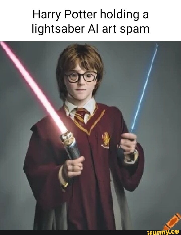 Harry Potter holding a lightsaber Al art spam - iFunny
