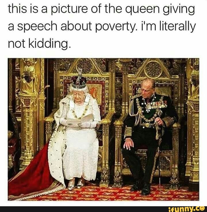 queen giving speech about poverty