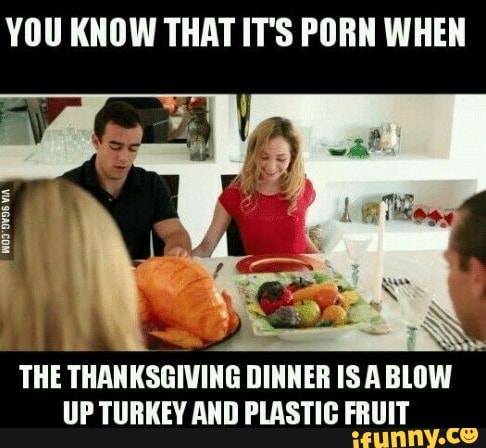 Funny Turkey Porn - YOU KNOW THAT IT'S PORN WHEN THE THANKSGIVING DINNER IS BLOW UP TURKEY AND  PLASTIC FRUIT - iFunny